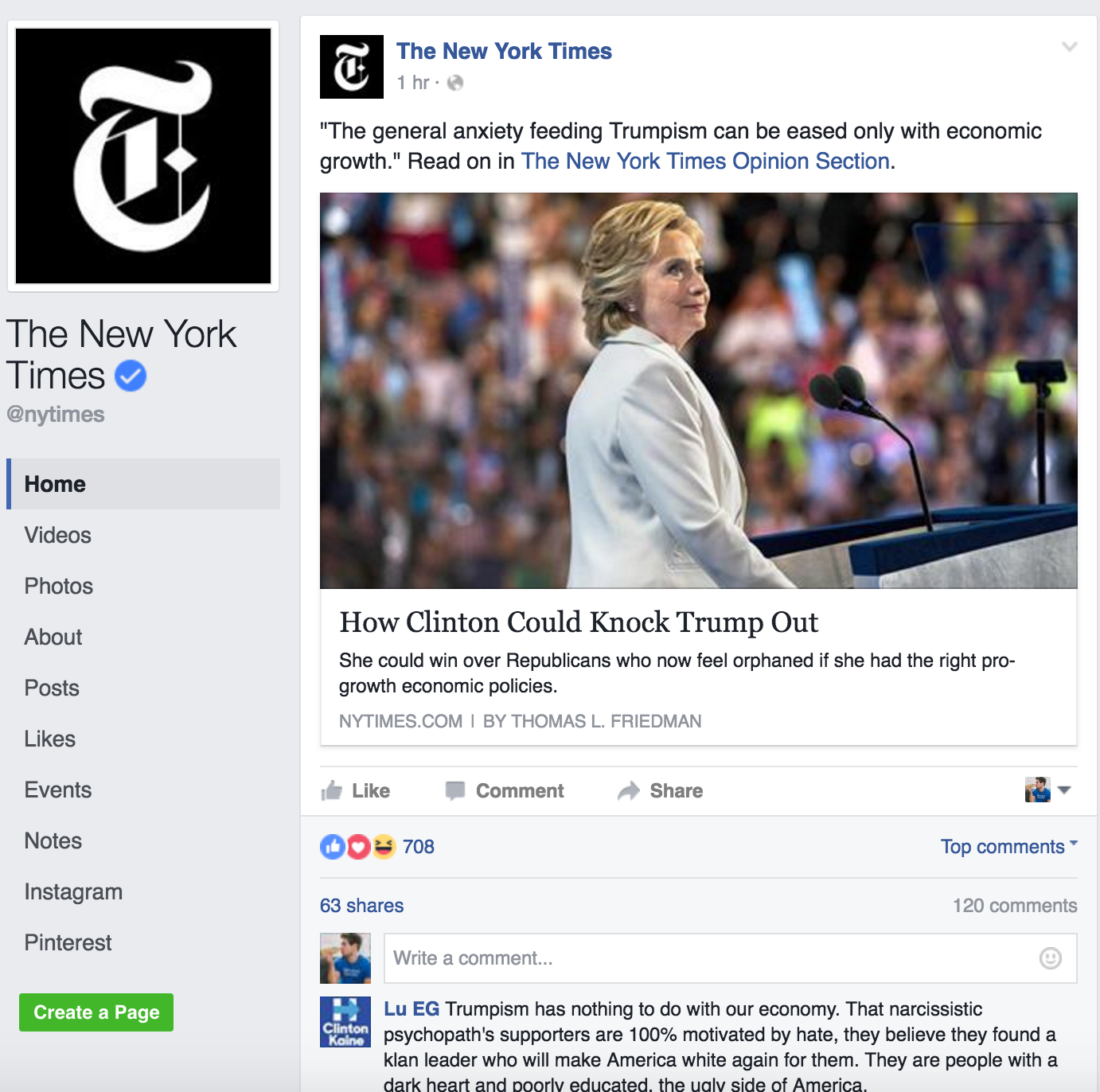 New York Times Facebook Page