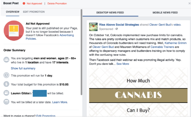 cannabis marketing facebook