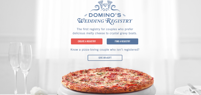 Domino's wedding registry