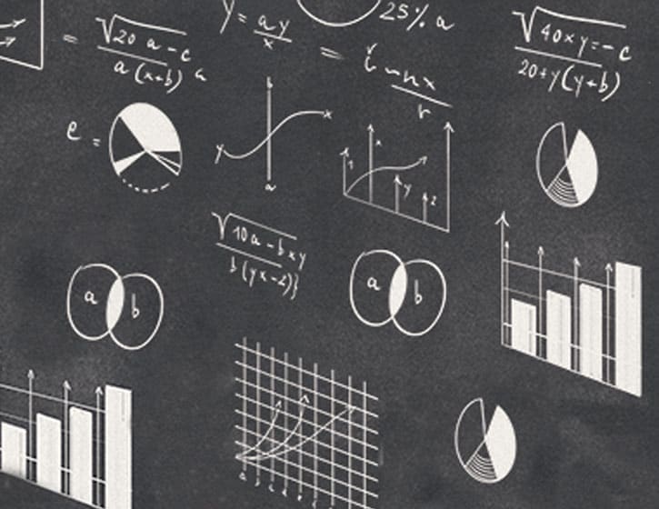Math equations on a black board