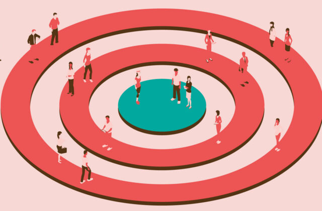 this is an illustration of a target with people standing in it for an article on targeted advertising