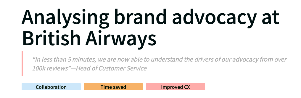 how to measure sentiment in product reviews by British Airways