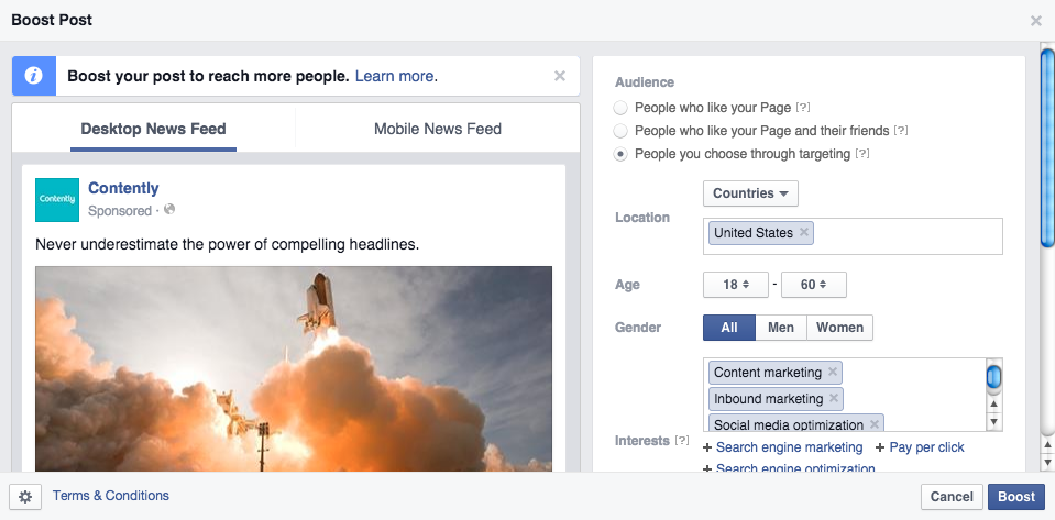 Facebook ad tips: Boosted posts