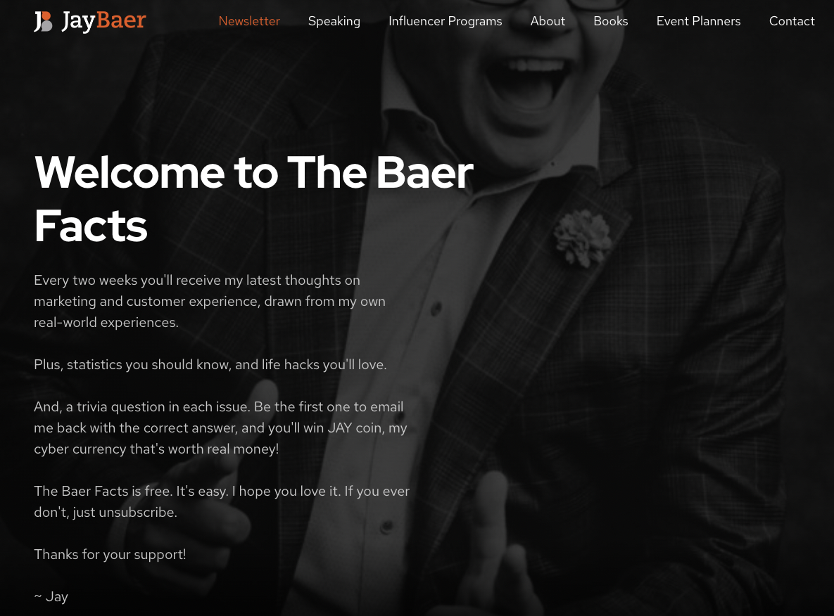 Jay Baer newsletter personal brand