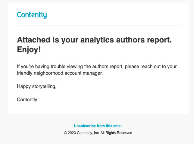 Contently analytics CSV email report