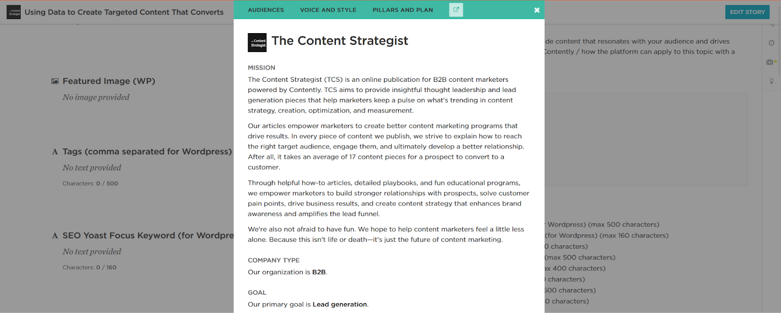 Contently data-driven content strategy example