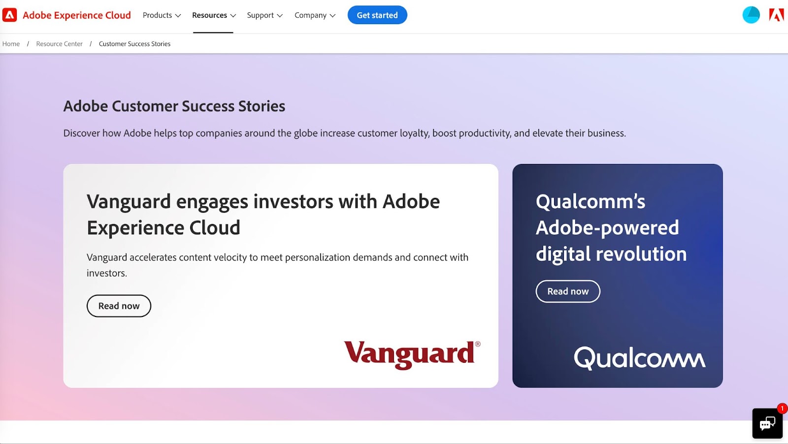 Screenshot of Adobe Customer Success Stories for an article about user generated content