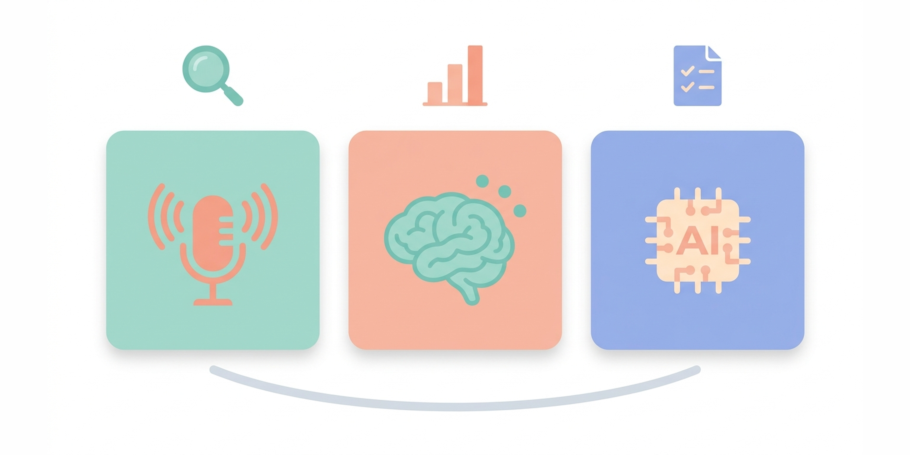 AEO vs GEO vs LLMO comparison: three pastel concept cards showing voice search, generative engines, and language models